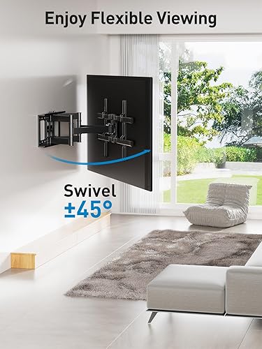 Miniatura 5 de Soporte de pared para televisores Perlesmith con brazo articulado dual de movimiento completo para la mayoría de LED, LCD, OLED, pantallas planas,