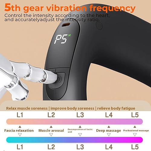 Miniatura 2 de Pistola de masaje muscular de percusión de tejido profundo con calor, intensidad y velocidad ajustables, súper silenciosa, recargable USB-C,
