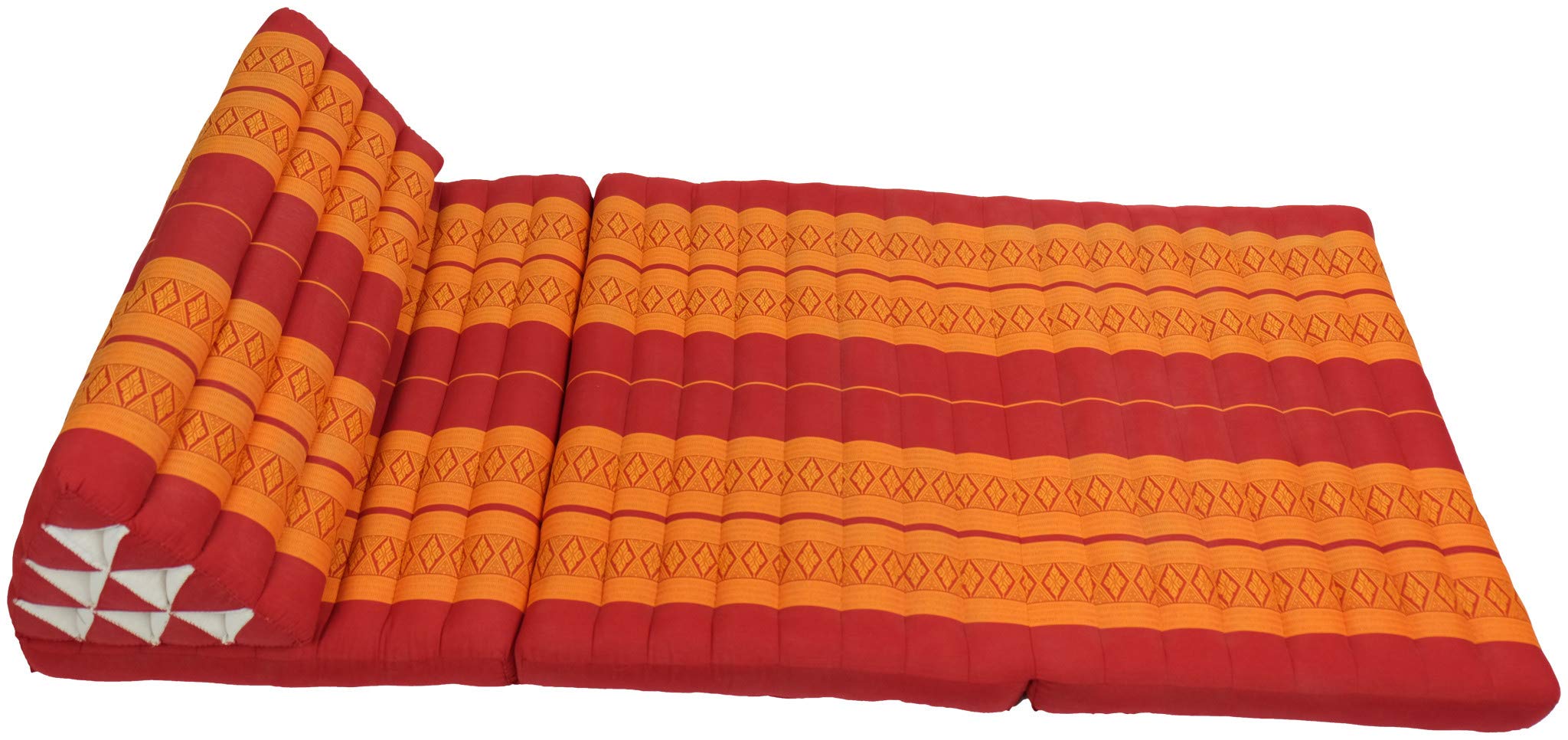 Fine Asianliving Cuscino Materasso Thailandese Triangolare 50x175x8cm Kapok Rosso Cuscino Thailandese Materasso Triangolare Kapok Thai Meditazione da Yoga