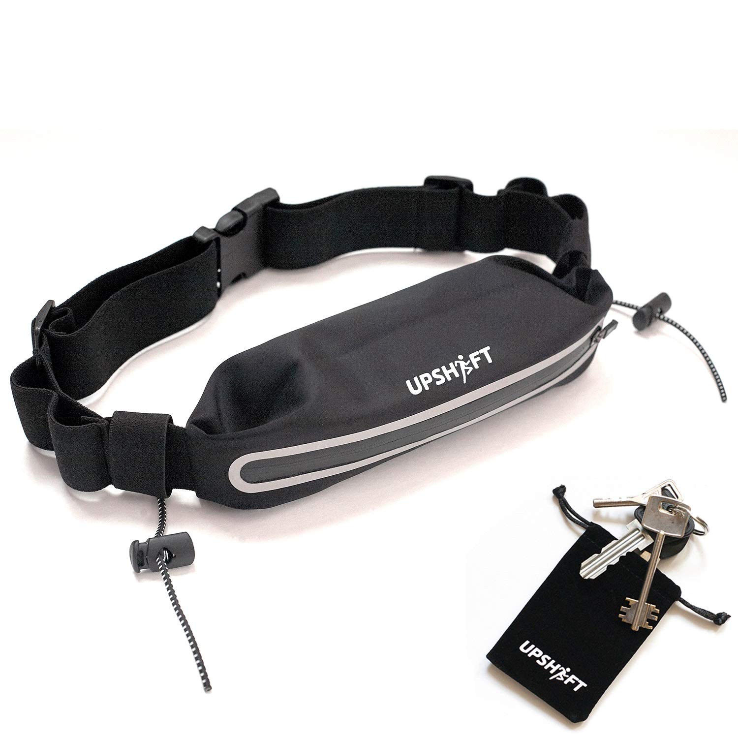 Upshift Sports Running Belt Waist Pouch Bag with Gel Loops – Adjustable, Water Resistant & Lightweight – with Race Card Holders & Key Storage Bag – Ideal as Marathon Race Pack or Travel Fanny Pack