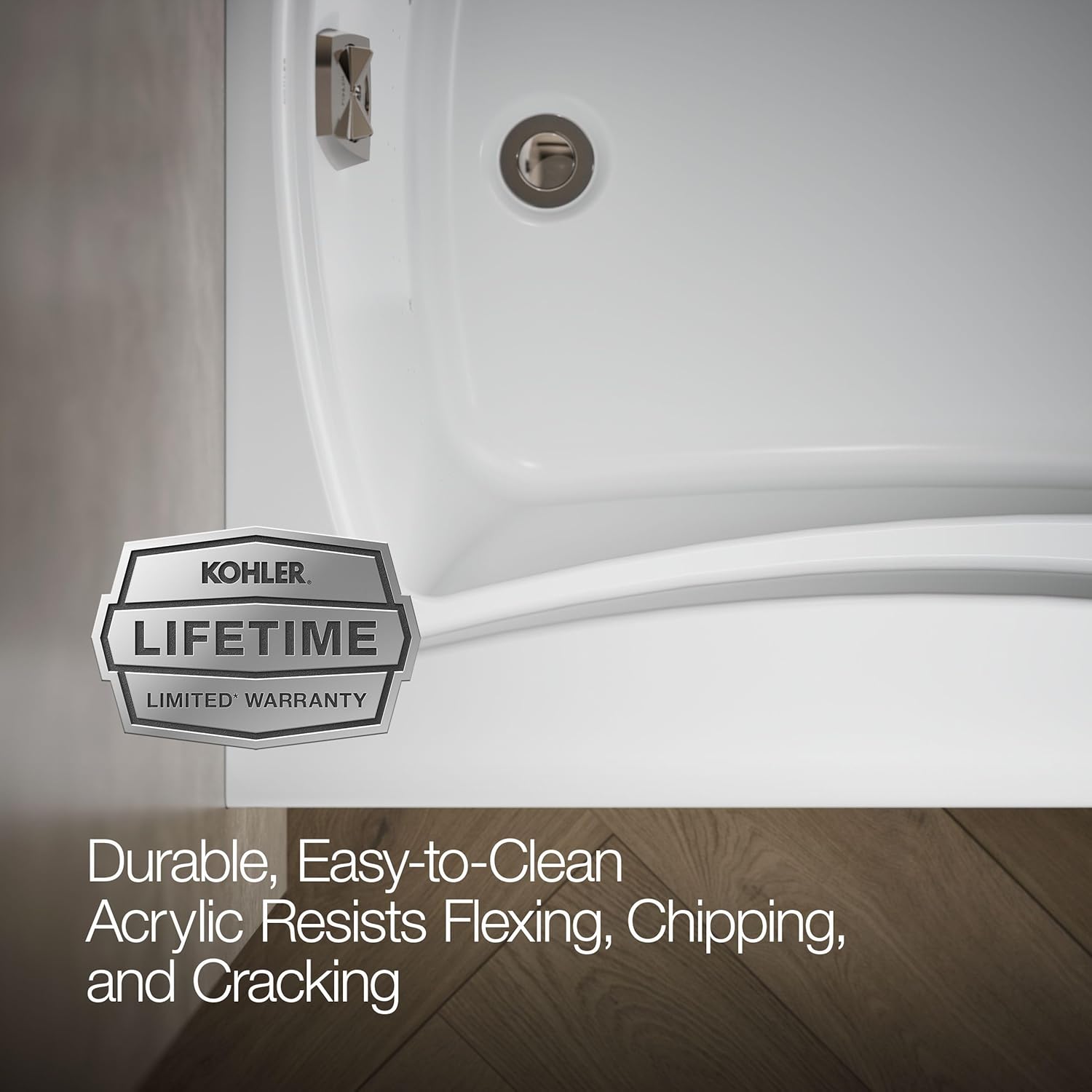 Whirlpool tub with steaming water, indicating the built-in heater maintains consistent temperature.