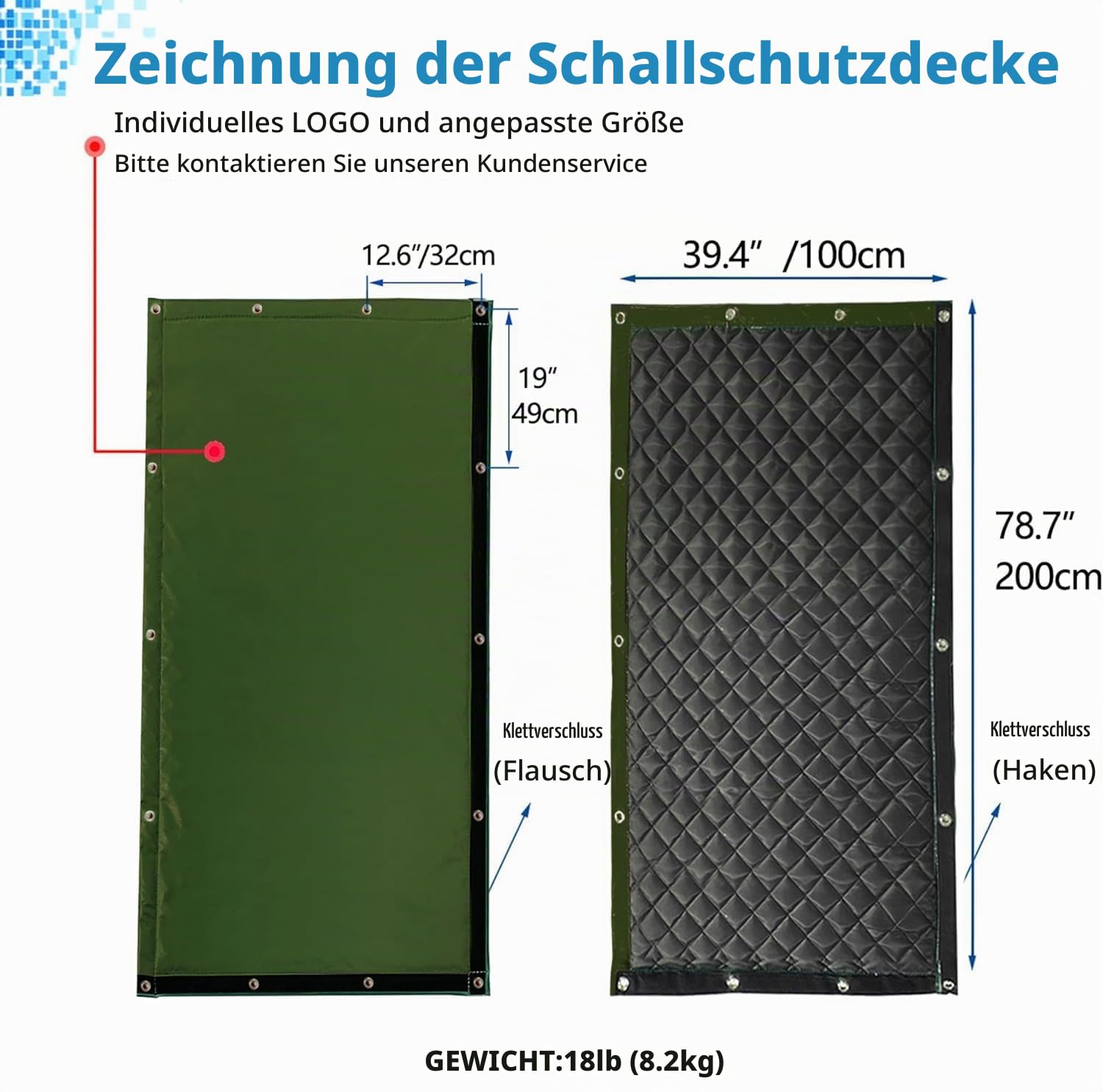 Sound Barrier Schallschutzmatte LäRmschutzwand Schalldämmung Zur LäRmminderung Auf Baustellen, StraßEn,Fabriken,Sportplätzen Schallschutz Acoustic Insulation 200x100cm(Grün)