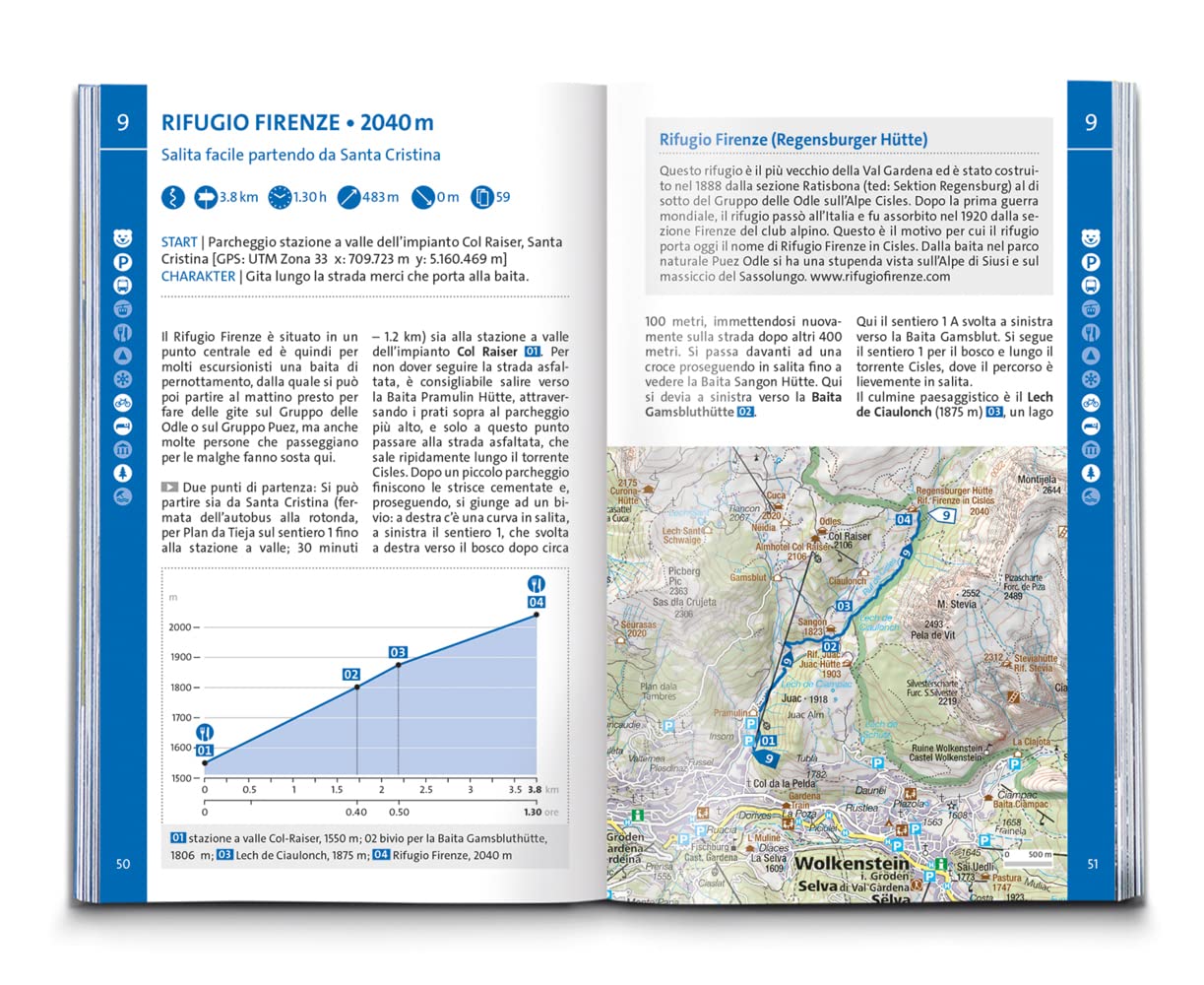 Carta escursionistica Kom 5735. Val Gardena, Val di Funes, Alpe di Siusi: cartina escursionistica, Download gratuito dei dati GPX