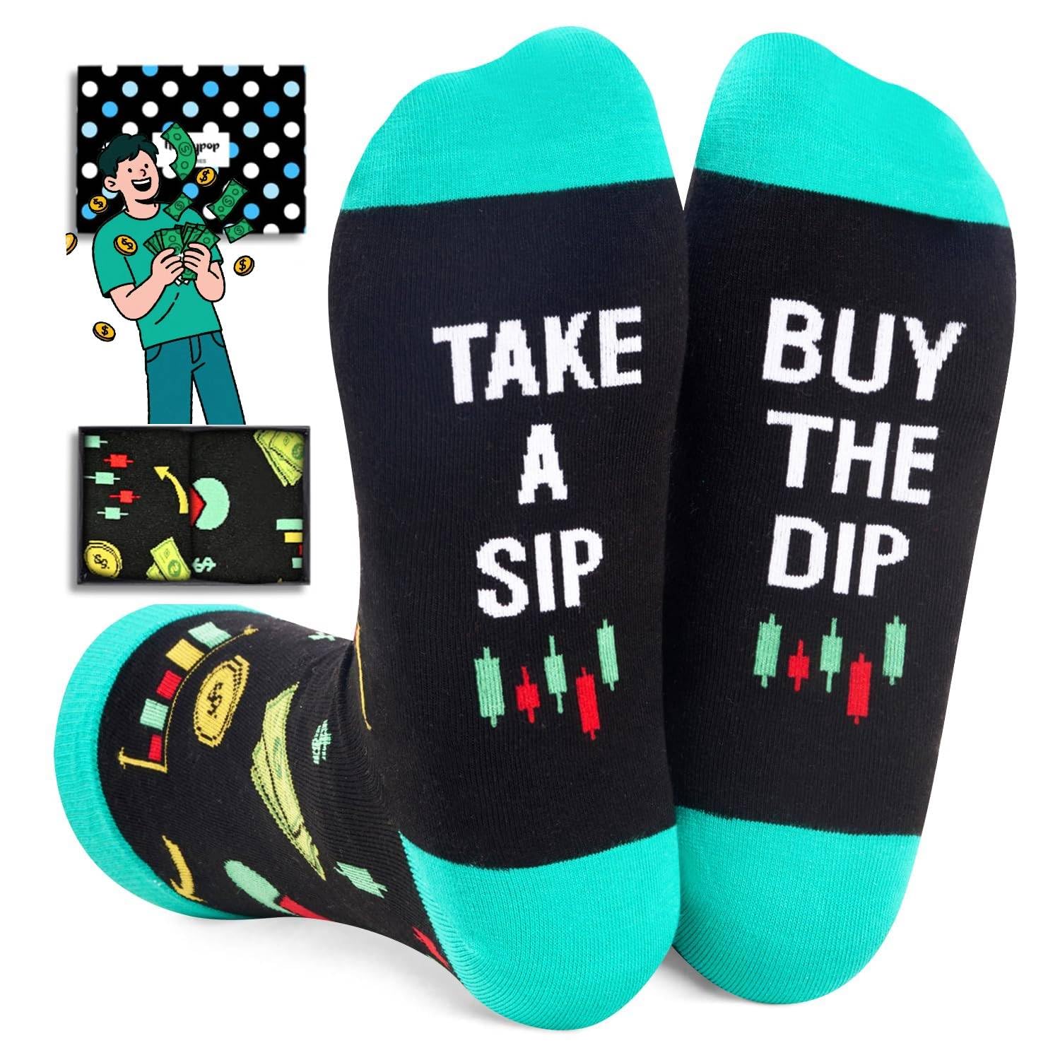 HAPPYPOP Gifts for Horror Movie & Stock Market Lover - Poker Socks for Men Women