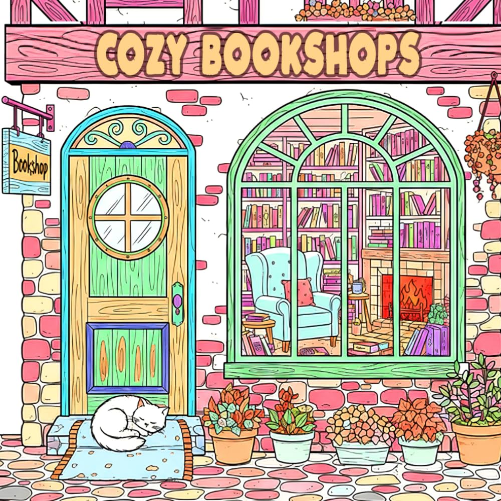 Cozy Bookshops Colouring Book for Relaxation and Mindful Escape: Scenes of Bookstores, Reading Nooks & Atmospheric Libraries to coloring Your Way to Calm