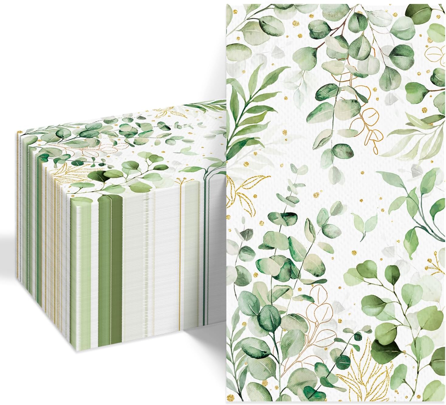 100pcs Eucalyptus Paper Napkins 3 Ply Disposable Hand Towels for Bathroom Guest Greenery Napkins for Wedding Baby Shower Tea Party Garden Party Spring Summer Decorations