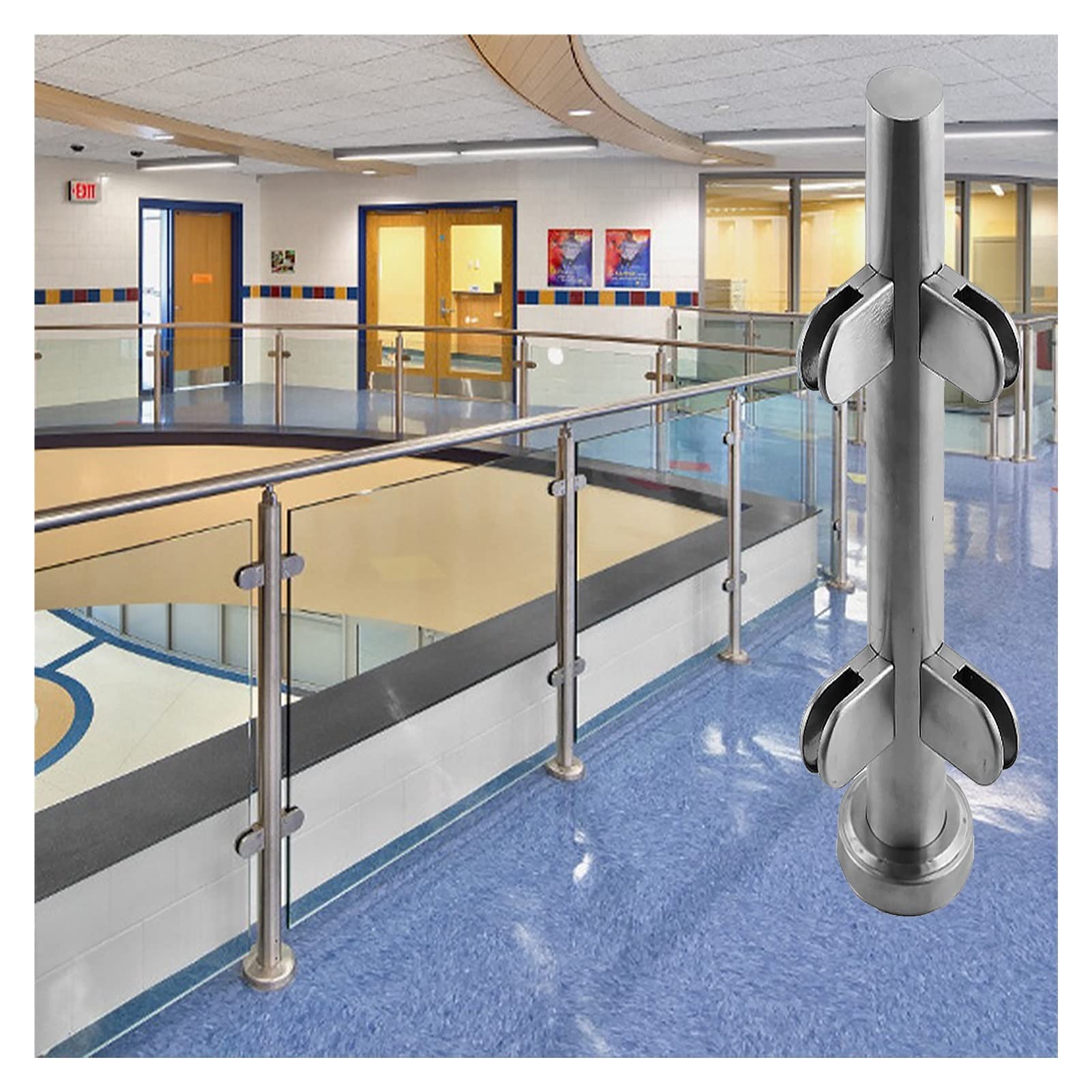 Pince de garde-corps réglable acier inoxydable support panneau S pour marches et couloir
