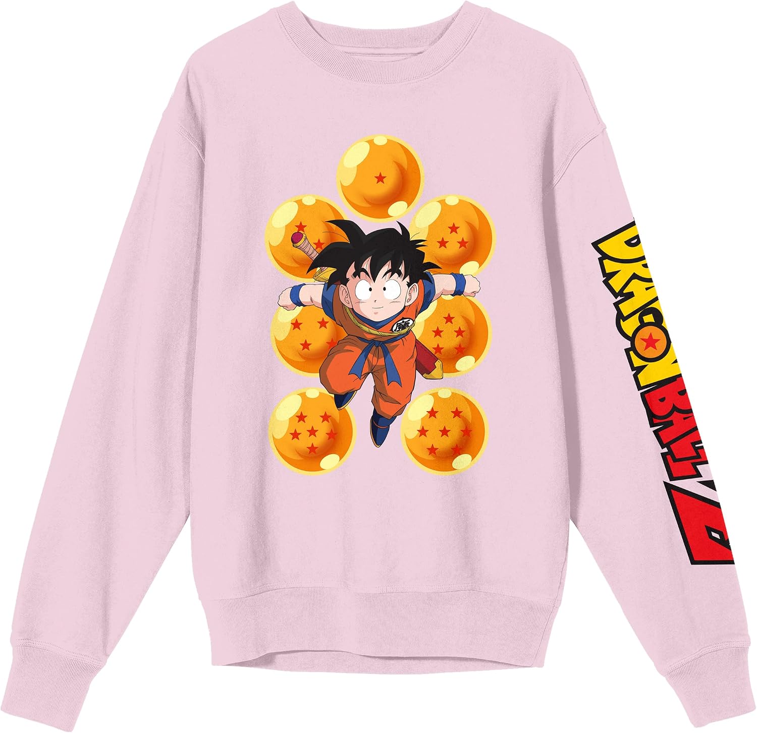 Bioworld Dragon Ball Z Gohan With Dragon Balls Crew Neck Long Sleeve Cradle Pink Adult Sweatshirt