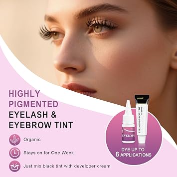 Eyebrow & Eyelash Tint Kit, Professional Instant Lash & Brow Dye Kit, Easy to Use with Natural Results, Salon Home Use DIY Hair Dyeing for Full Brows & Volume Lashes 7ml (Black-2)