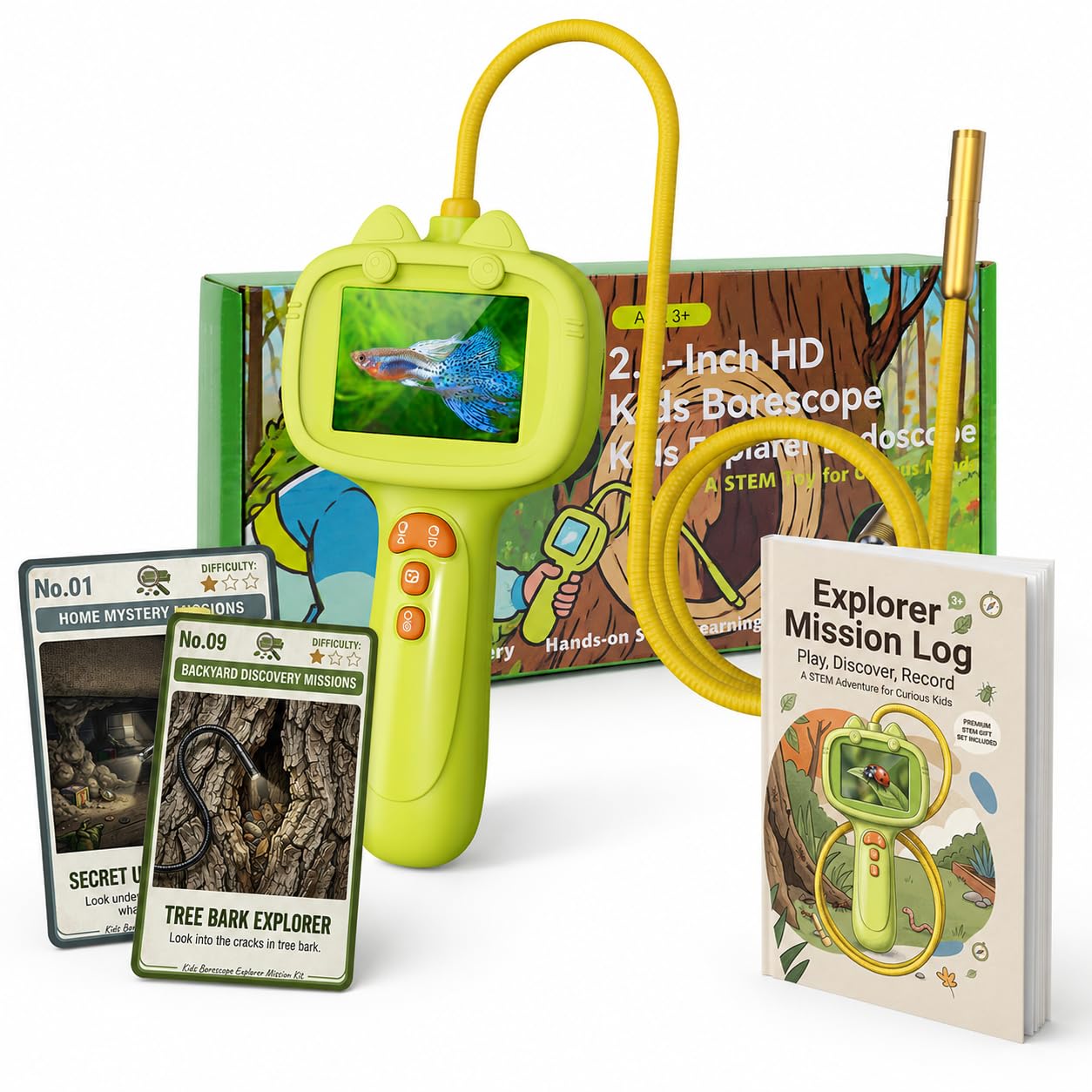 Rechargeable Kids Borescope Snake Camera Toy with Light: STEM Science Educational Birthday Gift Ideas for 4 5 6 7 8 9 10 Years Old Boys Girls Outdoor Nature Exploration Activities/Games