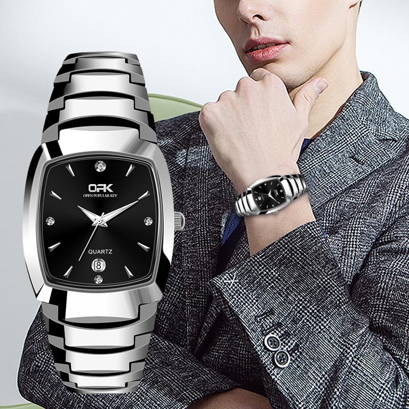 Miniatura 3 de OLEVS Relojes para mujer cuadrado pequeño reloj de pulsera para mujer, tamaño uniex, analógico, negro, plata, oro rosa, acero inoxidable,