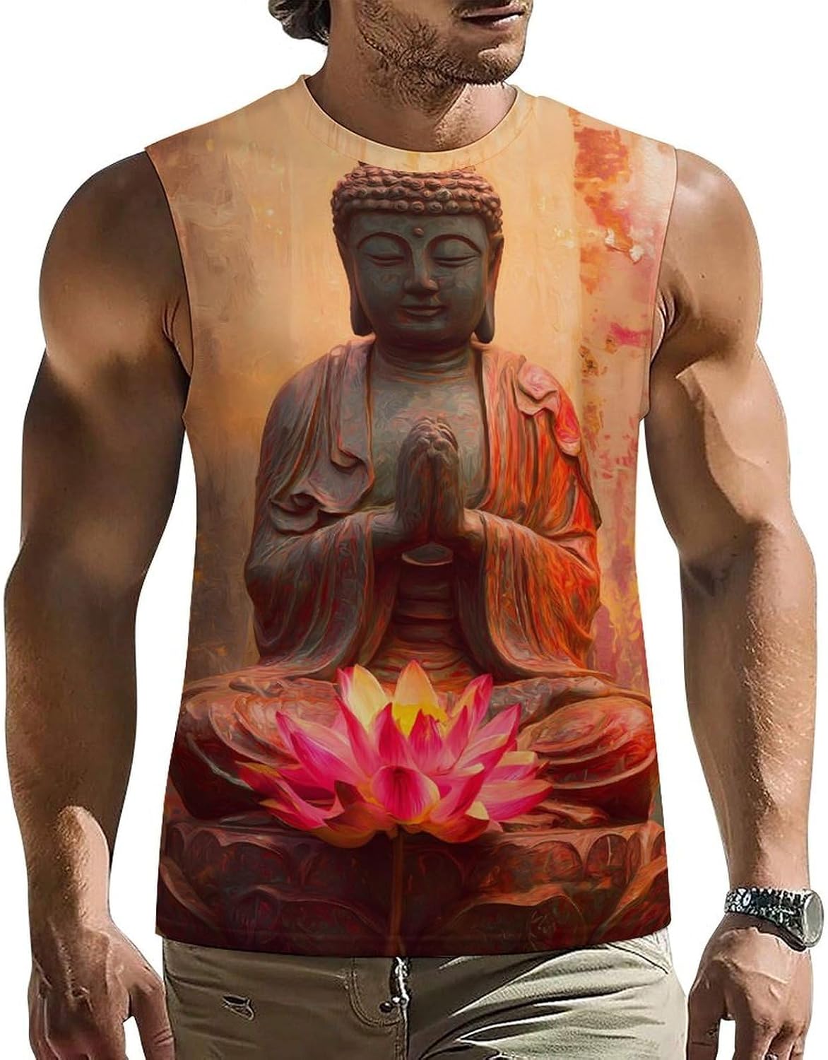 Buddha Meditation with Lotuss Men's Sleeveless Shirt Small