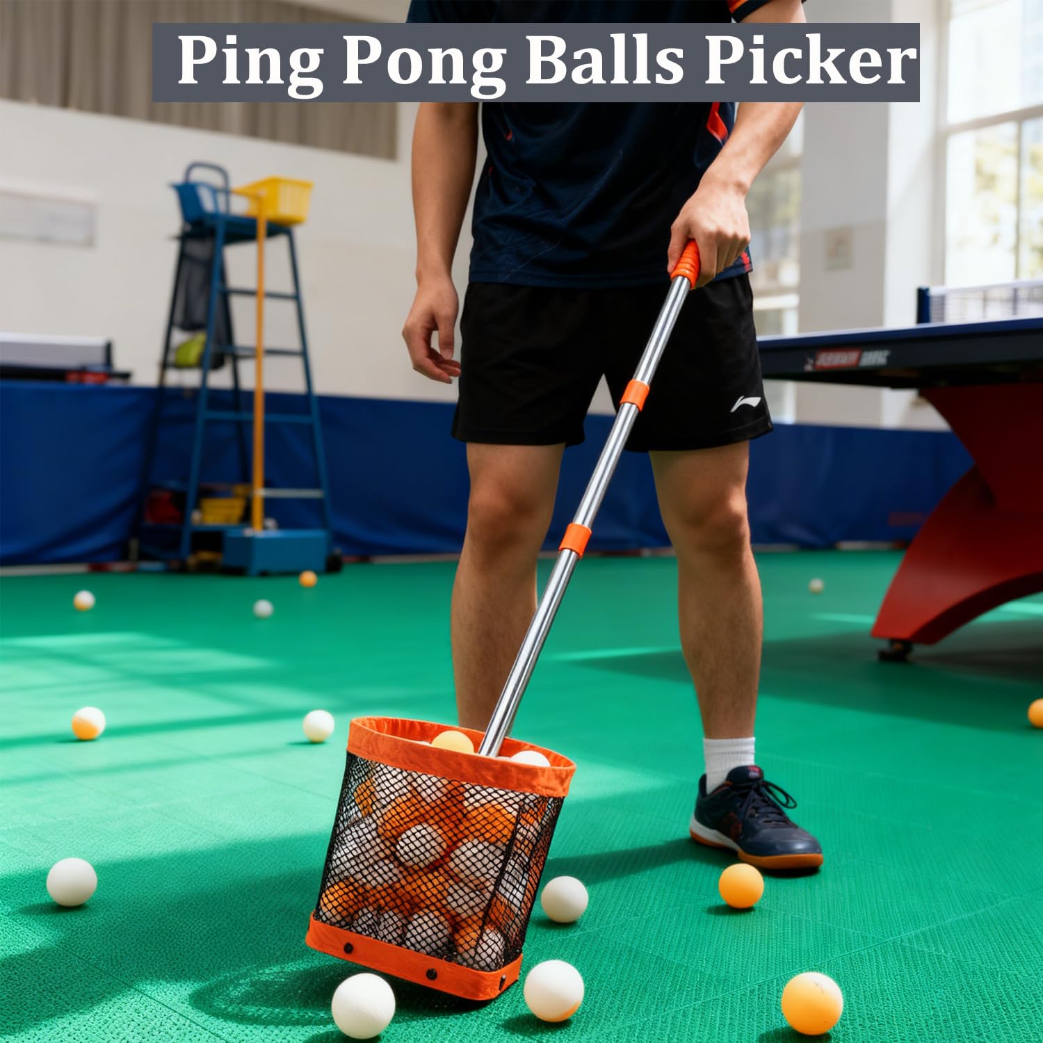 WIGERLON Raccoglitore per palline da ping pong, contiene 150 palline da ping pong, per allenatori e giocatori