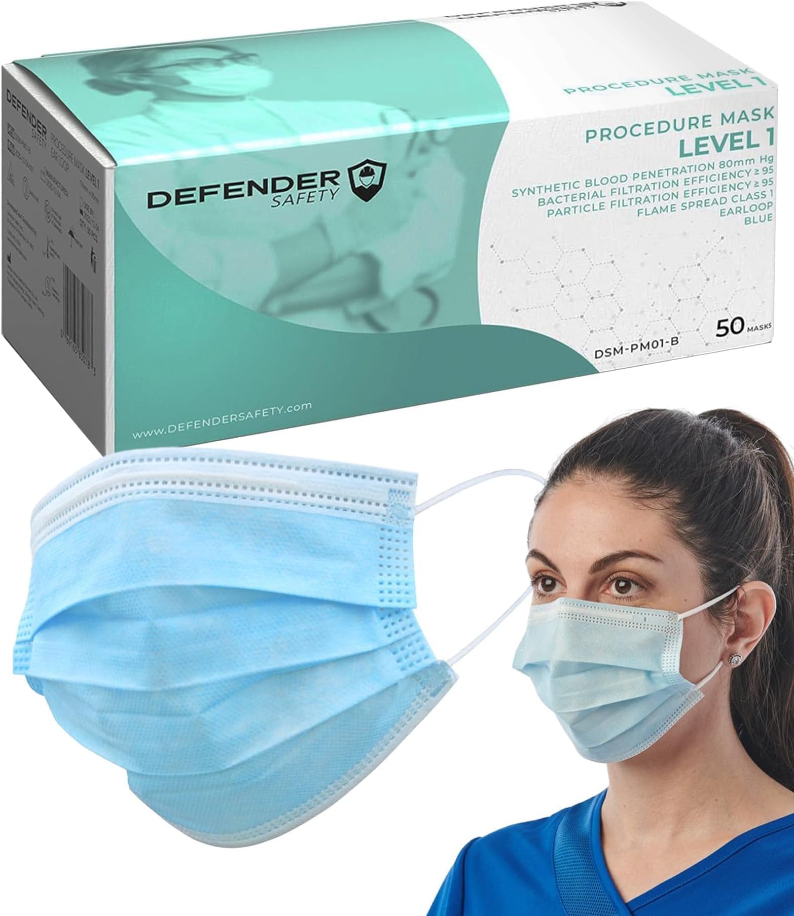 50Pcs Adults Disposable Filter Mask 3 Ply Earloop Face Mask