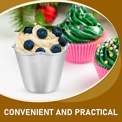 Miniatura 7 de Moldes de pudín en forma de flor, moldes de aluminio para hornear, antiadherentes, redondos, antiadherentes, para magdalenas, magdalenas, quesos,