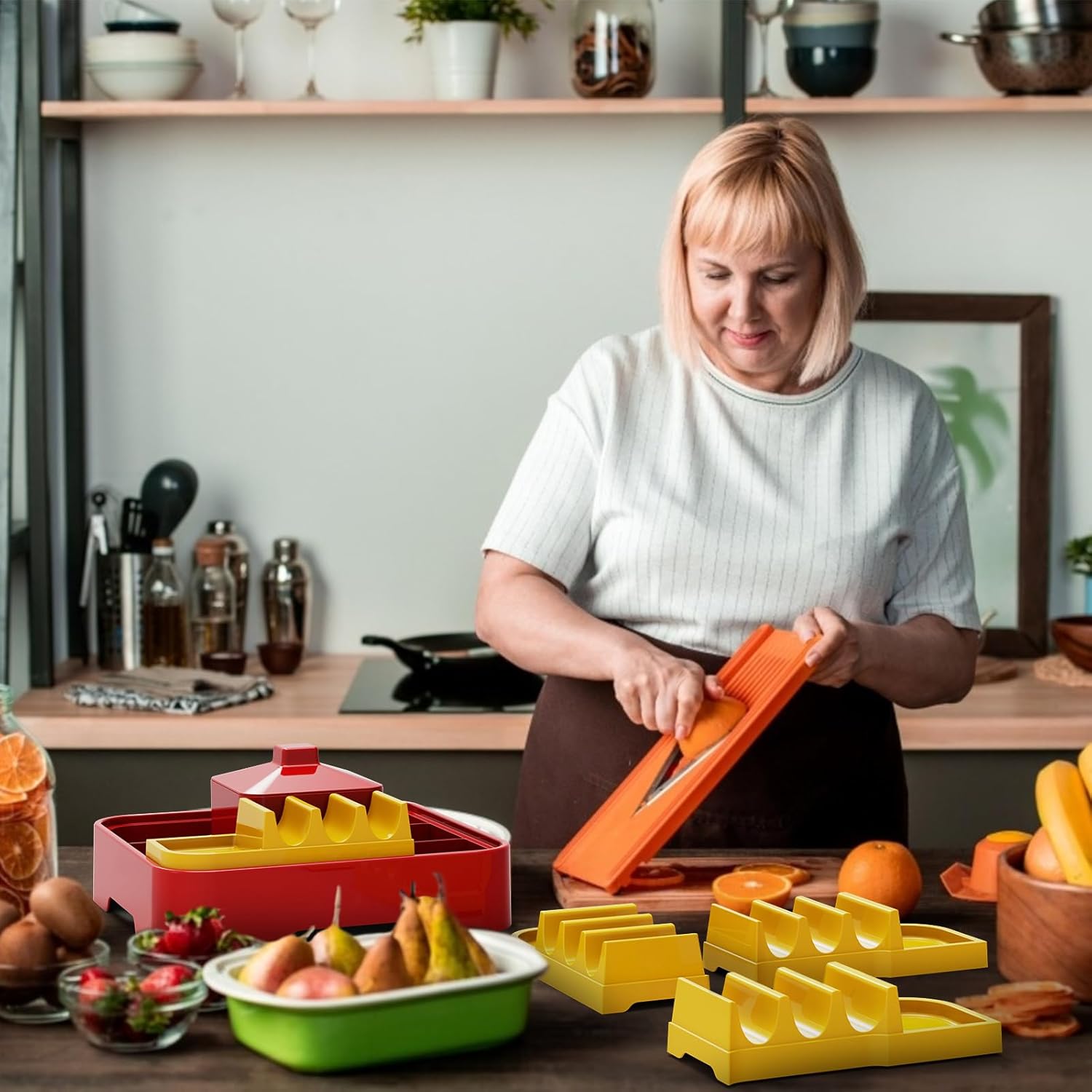 Taco Holder Stand, Taco Bar Serving Set for a Party 4 Taco Holders Nachos Tortilla Taco Serving Platter Stackable Tuesday Kit, Taco Night