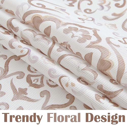 Miniatura 2 de jinchan Cortina de ducha de tela impermeable con estampado floral gris pardo, diseño de damasco con medallones y damasco, para baño, diseño retro