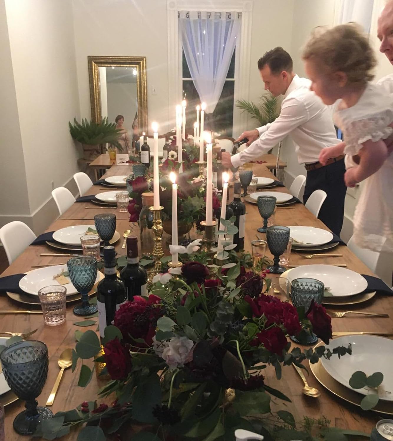 Blue Wine Glasses set of 6 Colored Drinking Goblets Vintage Embossed Glassware 10 OZ Pretty Water Stemmed Cup for Wedding Party Bar - Image 2