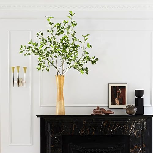 Miniatura 4 de EDIMENS 2 paquetes de ramas de ficus artificiales de 44 pulgadas, tallos verdes artificiales, hojas de ficus con bordes blancos, tallos de ramita de