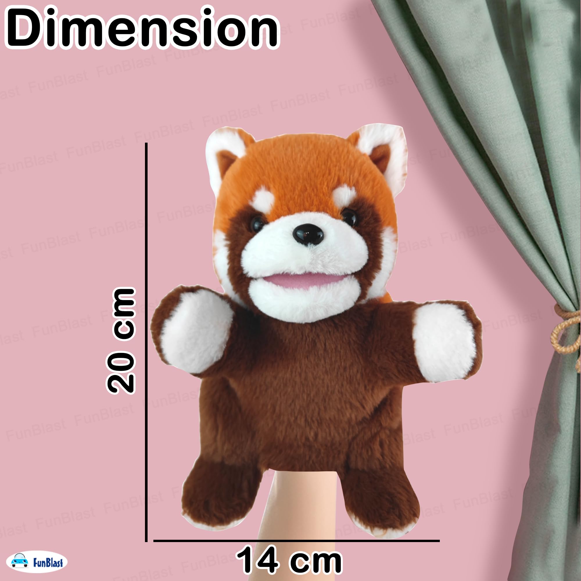 FunBlast Plush Animal Hand Puppets - Soft & Cuddly Animal Figure Puppets for Kids, Storytelling & Role Play, Fun Educational & Learning Toys for Toddlers & Children (Red Panda) 2