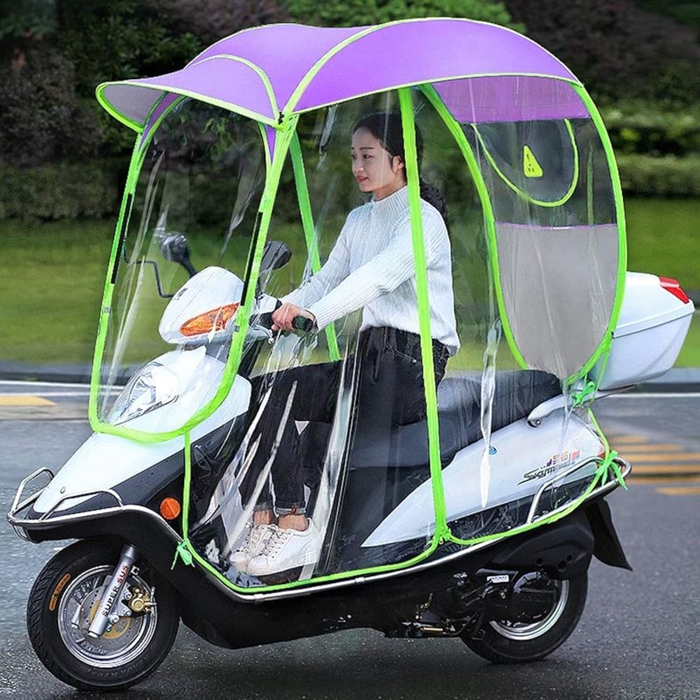 Cubierta impermeable tipo capa scooter de movilida Funda protectora for motocicletas eléctricas, multicolor, tallas B y C(Purple,B)