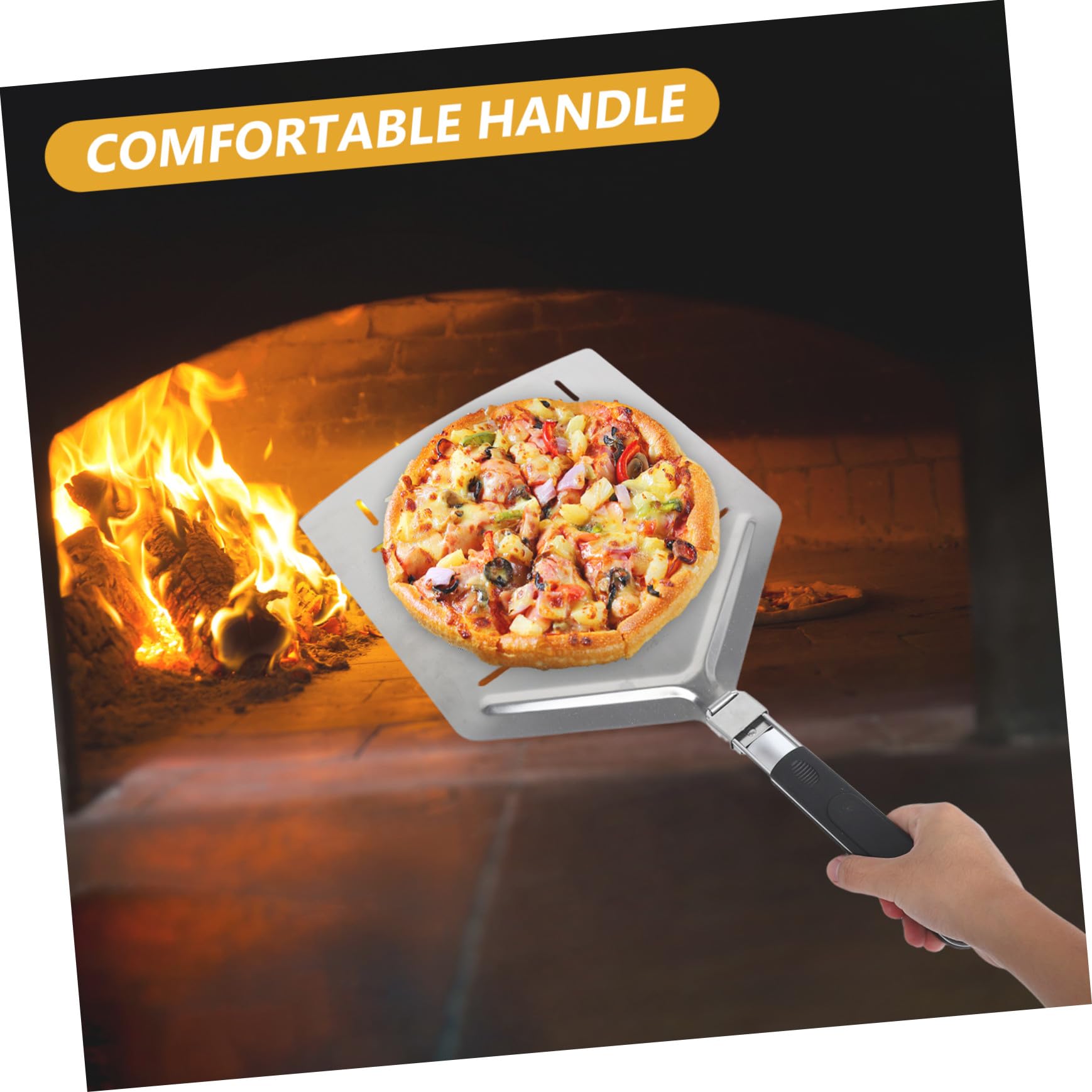 PRETYZOOM Paletta Per Pizza Fatta Spatola In Acciaio Perforata Accessori Manico Per - In Pietra Fori Rettangolari Per Torte Pane Pane Pollici Trasferimento
