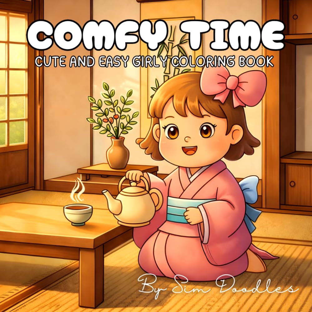 Comfy Time: Cute and Easy Girly Coloring Book