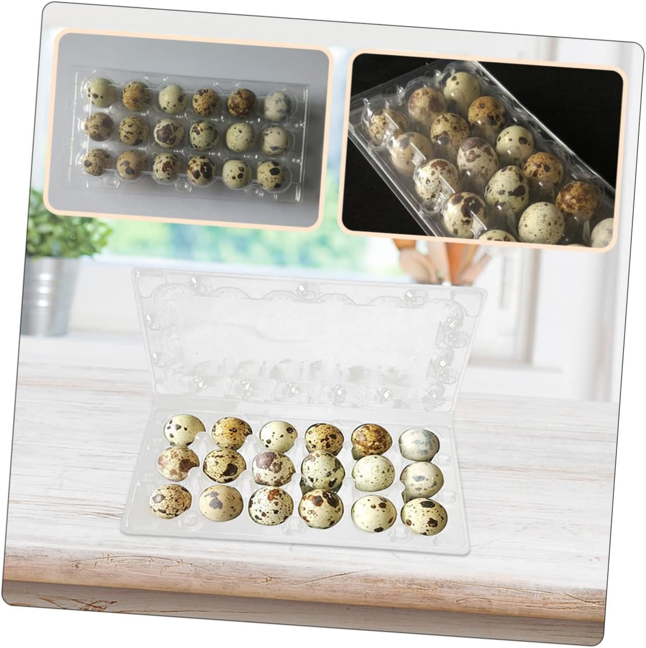 18-Pack Thicken Quail Egg Packaging Box PVC Egg Tray Clips for Kitchen Storage and Home Food Supply