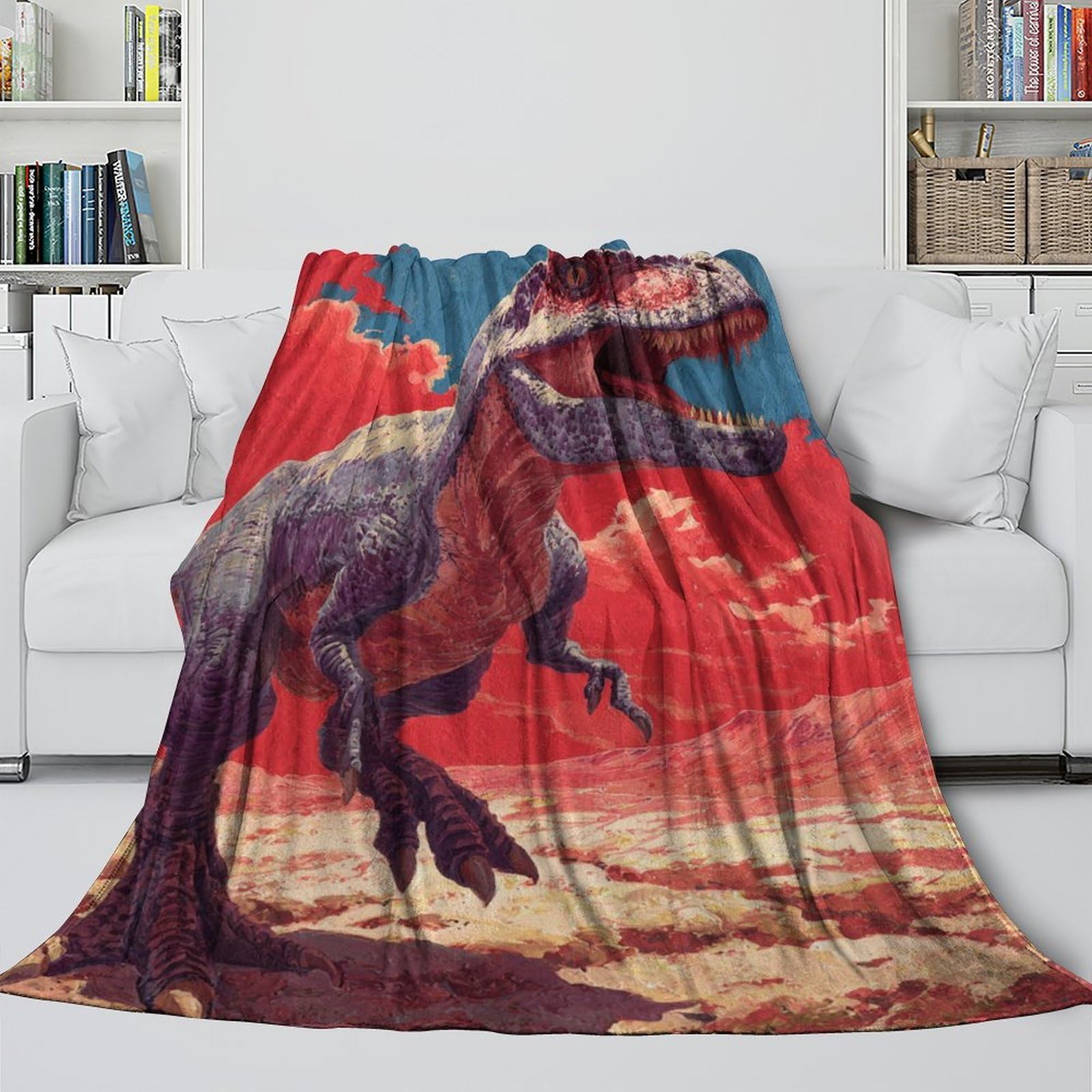 Disegno a Guazzo di un Dinosauro Ropa Cama Para Adolescente Estampada Manta De Felpa Cómoda Y Suave Y Esponjosa Adecuada Para Sofá Cama Sofá 80x90inch(200x230cm)