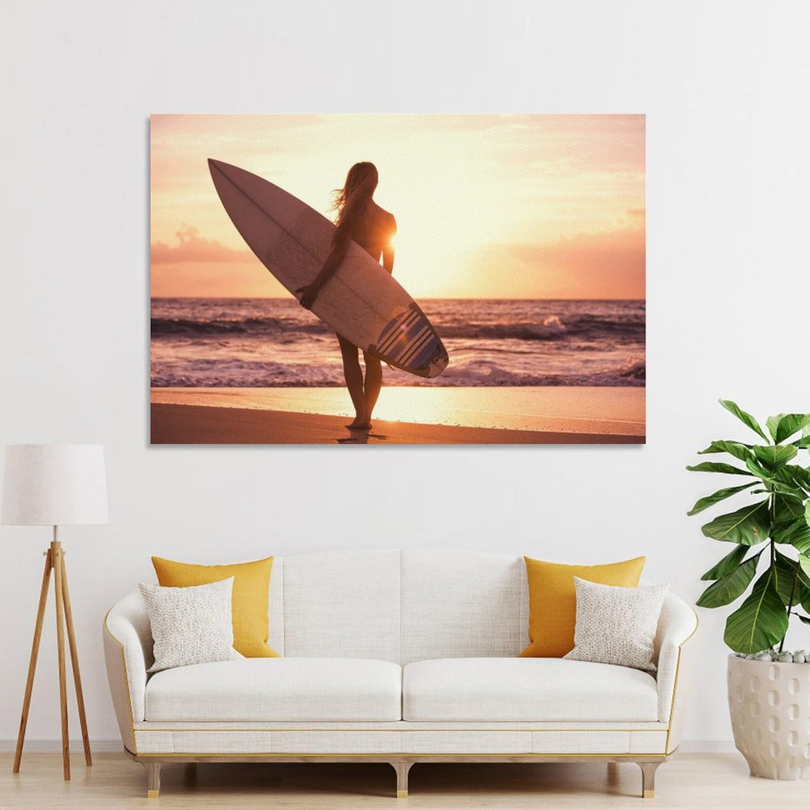 SURFER GIRL サーファー 壁掛けアート レトロなサーファーガールポスター – ボヘミアンヴィンテージビーチ