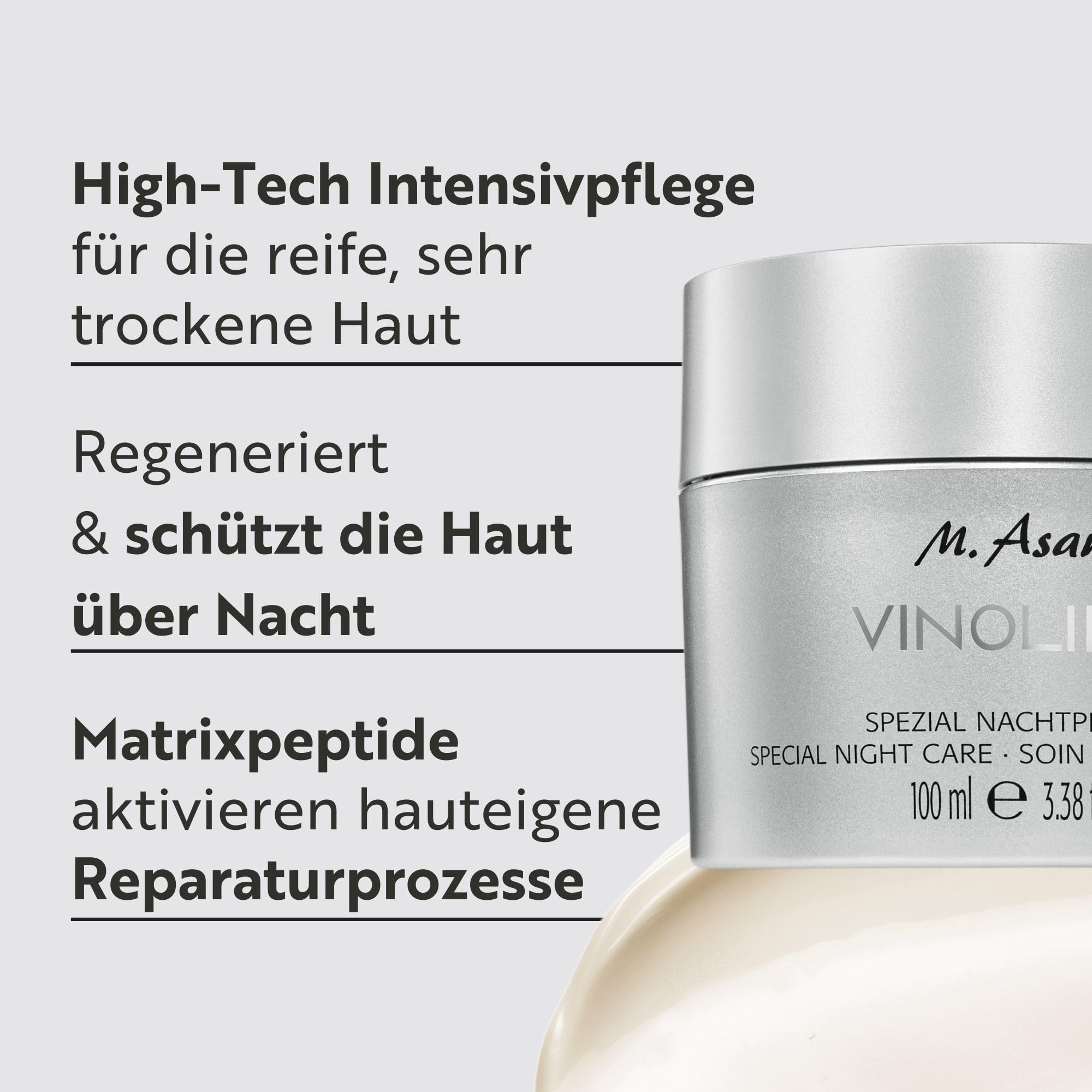 M. Asam Vinolift Spezial Nachtpflege (100 ml) | Reichhaltige Nachtcreme zur Regeneration reifer Haut, Anti Falten Creme Mit Hyaluron, Resveratrol und Traubenkernöl