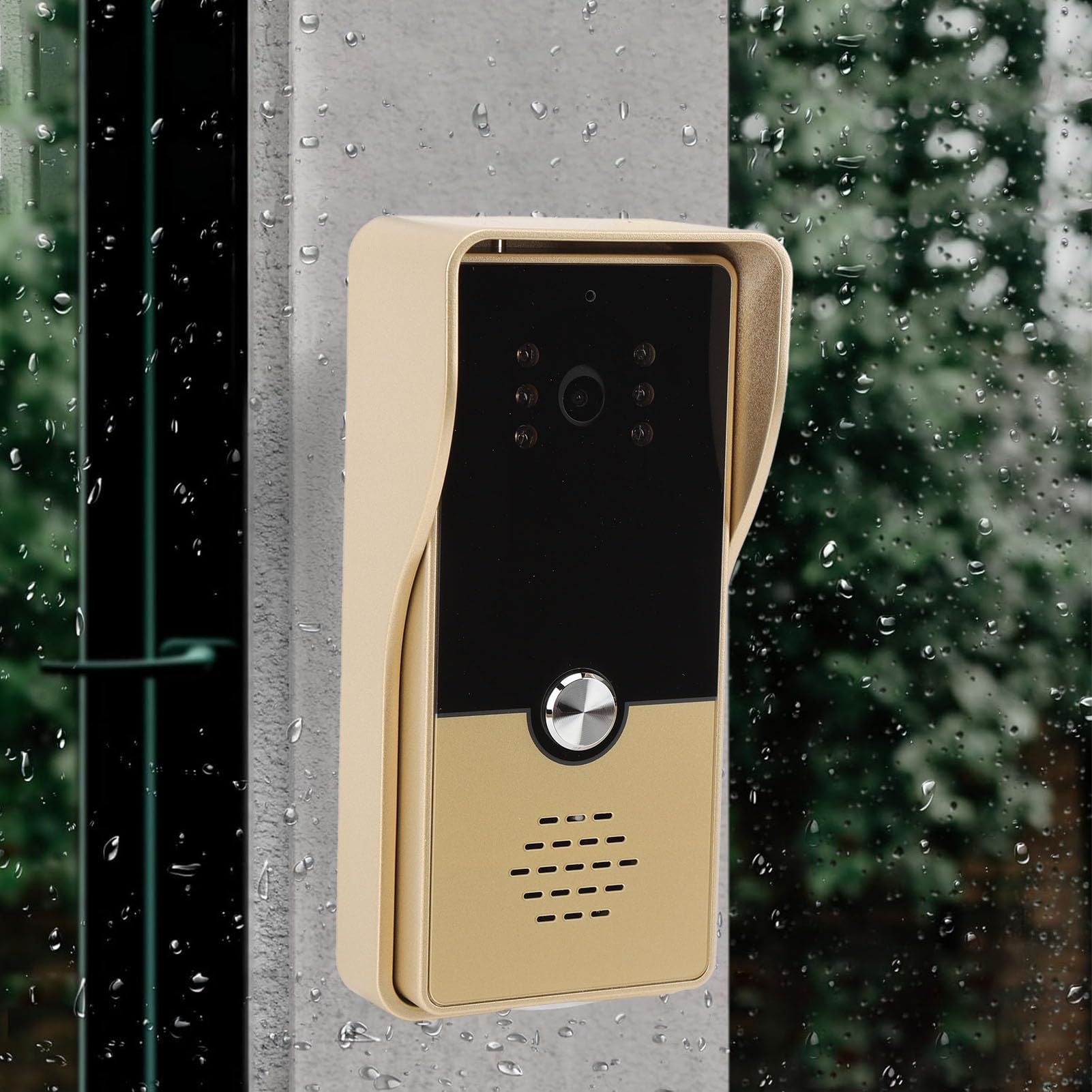 Sistemas Videocitofono Cablato, Monitor Videocitofono da 7 Pollici con Visione Notturna IR, Kit Videocitofono Supporto Monitoraggio, Sblocco, Citofono Bidirezionale per (GOLD)