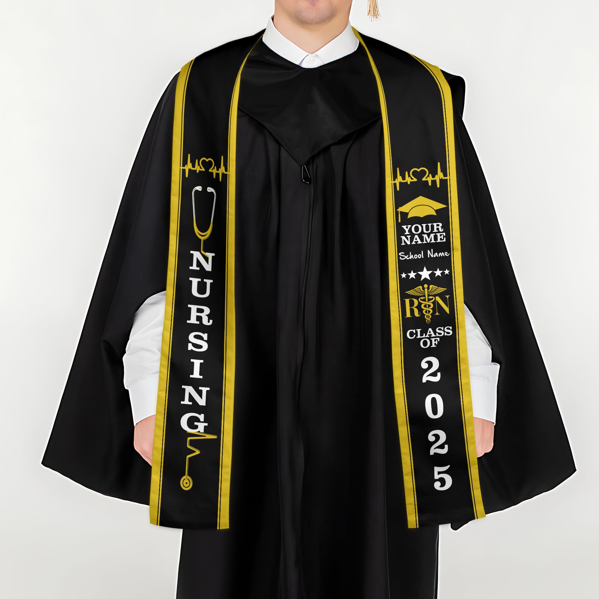 Customized Nursing Graduation Stole/Sash, RN Nurse Stole Graduate 2025, Class of 2025 With Medical Logo Gs 2