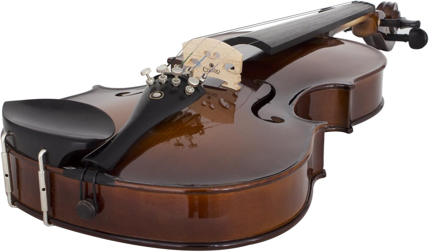 Cecilio 4/4 Full Size Violin, Hand-Carved Solid Maple & Spruce with Ebony Fittings, Includes Case, Bows, Rosin - Ideal for Practice, Performances