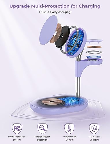 Miniatura 5 de Estación de carga inalámbrica 3 en 1 para cargador Apple MagSafe, soporte de cargador magnético rápido de 15 W para iPhone 15, 14, 13, 12, Apple
