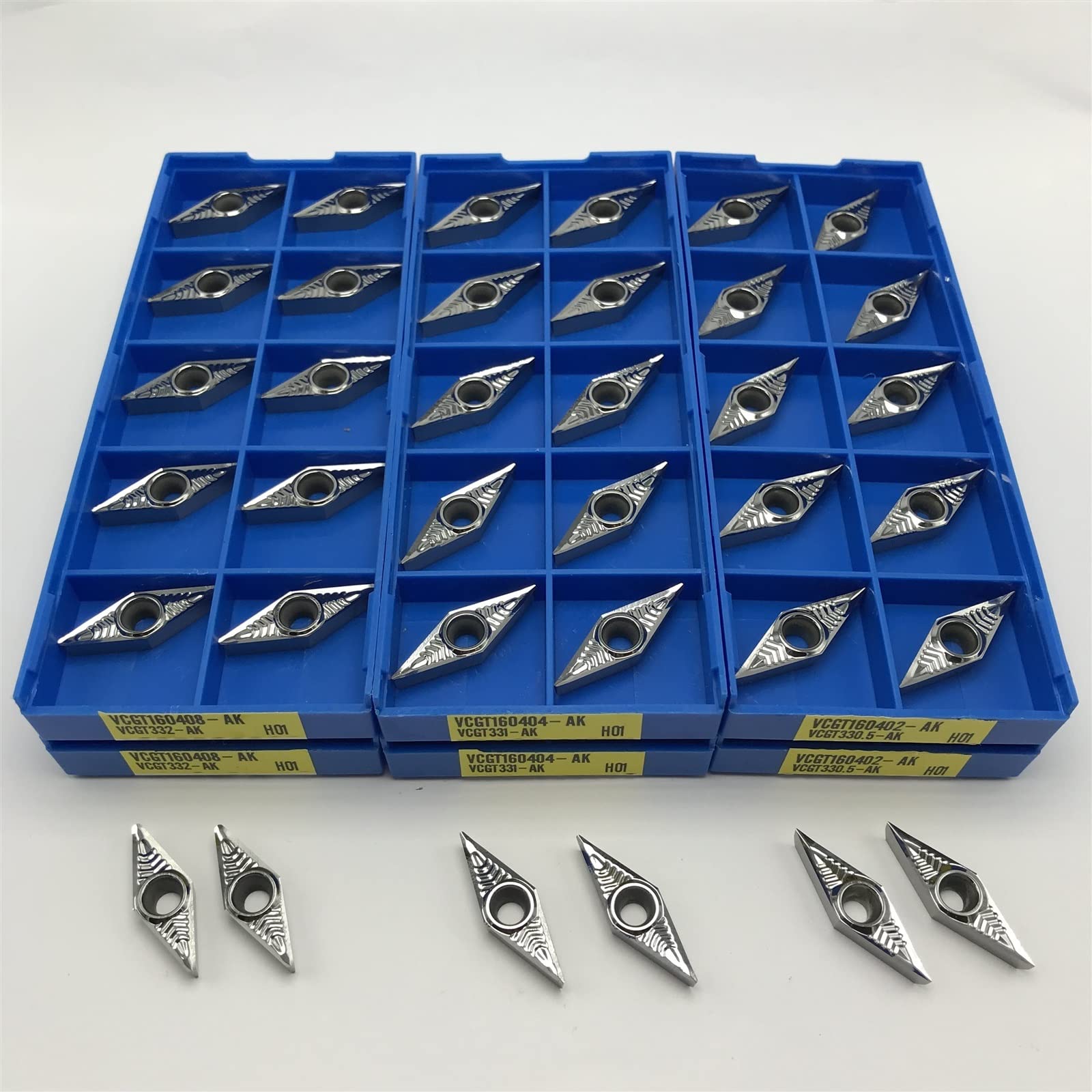 LARRO VCGT160402 VCGT160404 VCGT160408 AK H01 Insertos de Aluminio Herramienta de torneado Interno Herramientas de Torno CNC Herramienta de Cobre de Aluminio Size : VCGT160402 AK H01, Col