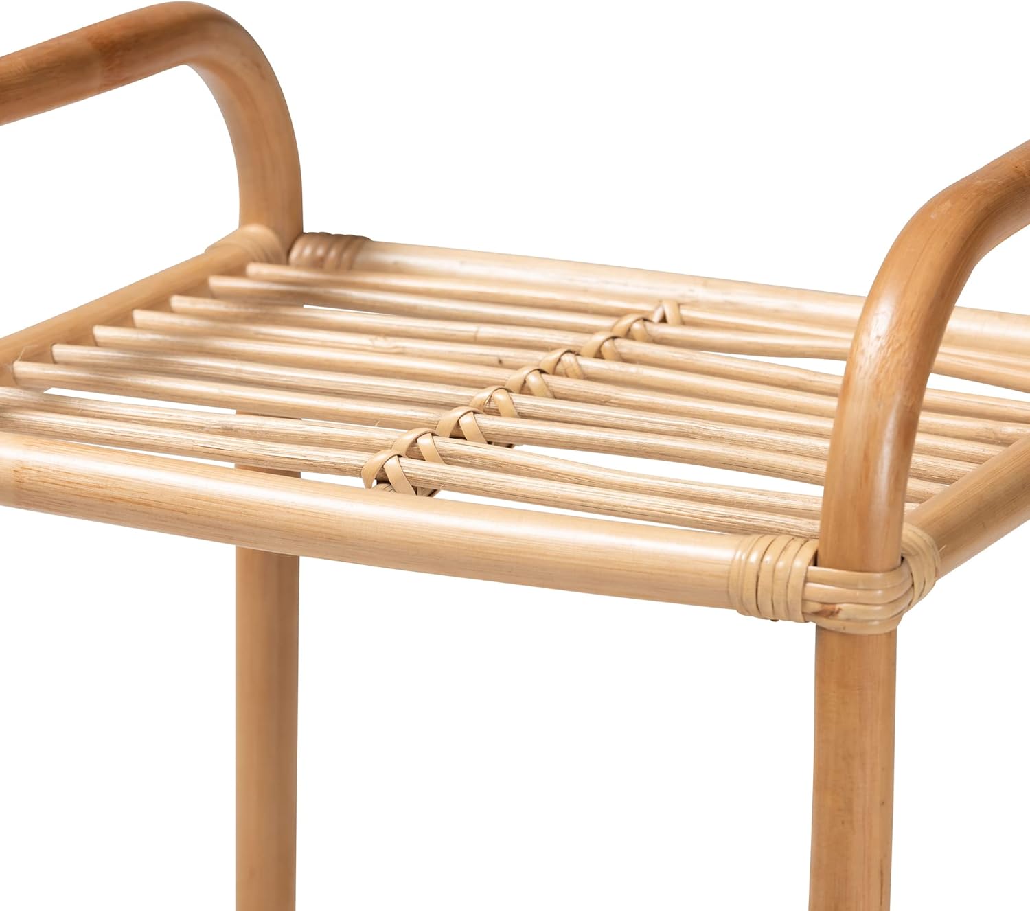 Bali & pari Barras Modern Bohemian Natural Rattan 3-Tier Display Shelf