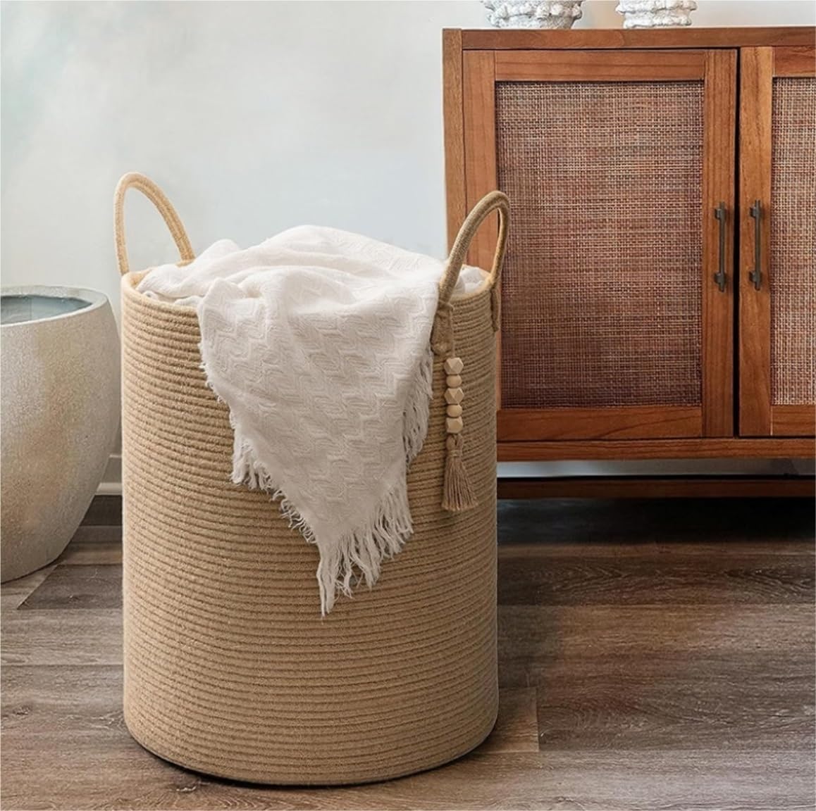 Cesto Portabiancheria 53L, Cesta Portabiancheria Cotone Con