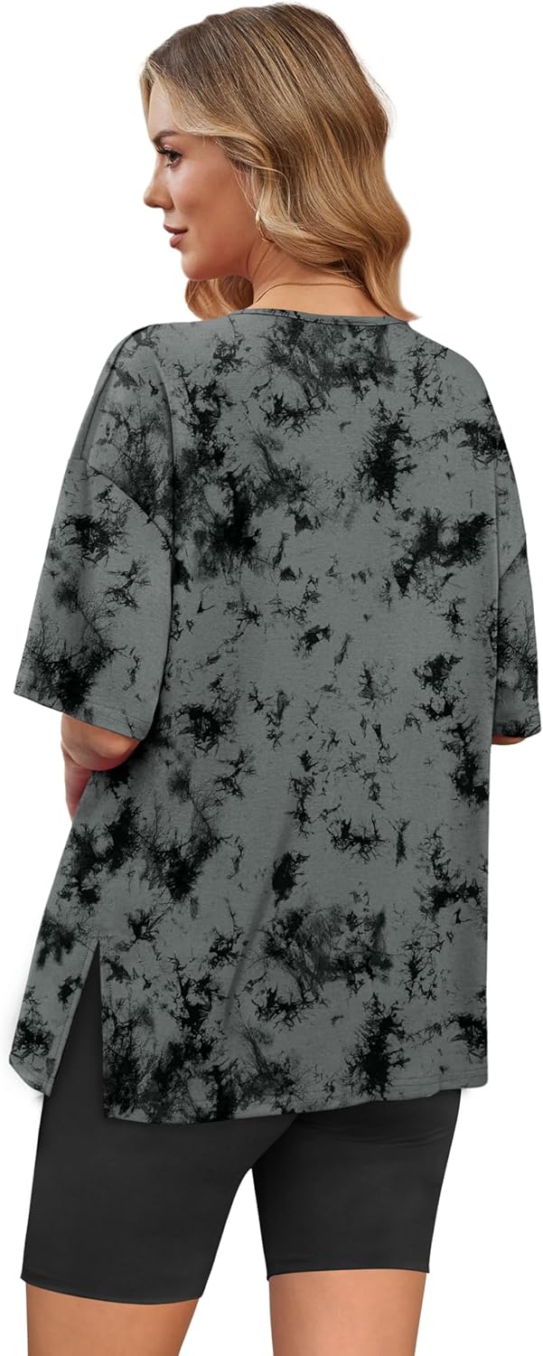 WIHOLL 2 Piece Lounge Sets for Women Summer Oversized Tshirts Biker Shorts Casual Airport Vacation Outfits - Image 5