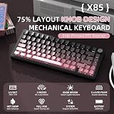 AJAZZ x ATTARK SHARK X85 Tastiera Meccanica con Guarnizione,Tastiera da Gioco Wireless al 75% con Knob,Imbottitura a 5 Strati,PBT Side-Printed Keycap,BT/2.4Ghz/USB-C,Hot-swap Lineare Switch,per PC,MAC - 2