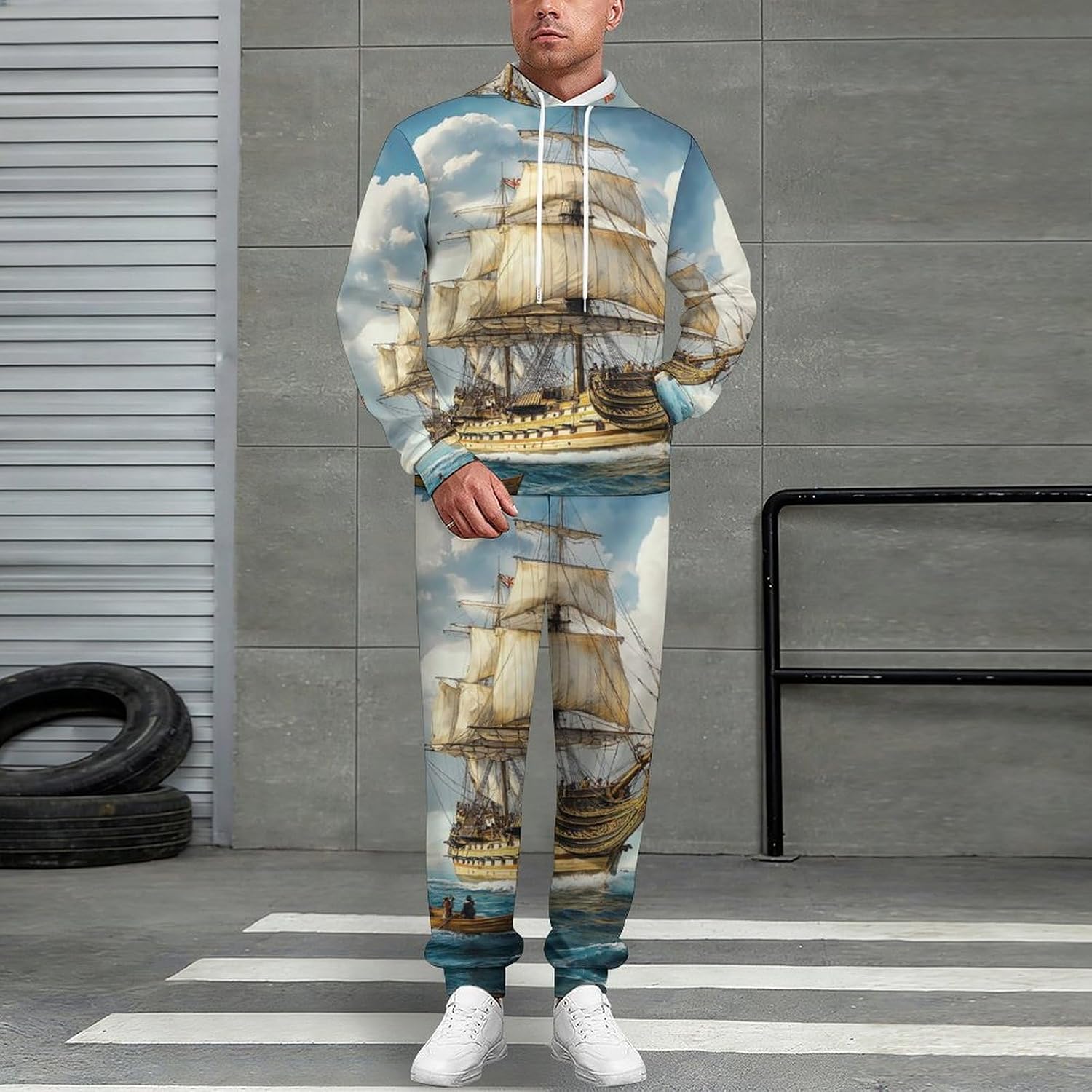 Beach Sea Sailing Boat Adult 2 Piece Tracksuits Hoodie Sweatshirt And Joggers Sweatpants Sweat Suit Outfits