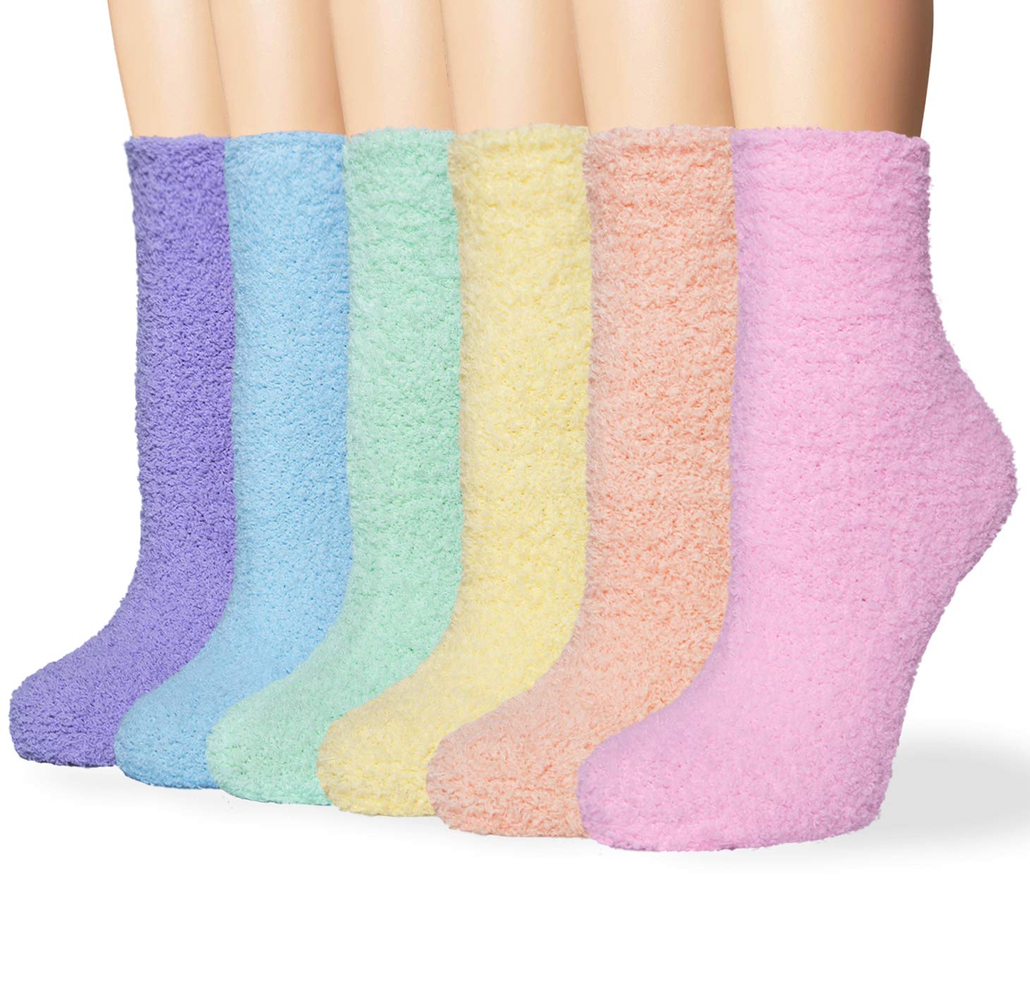 6 Pairs Womens Fuzzy Socks Winter Warm Soft Cozy Fluffy Microfiber House Sleeping Slipper Socks Christmas Gifts