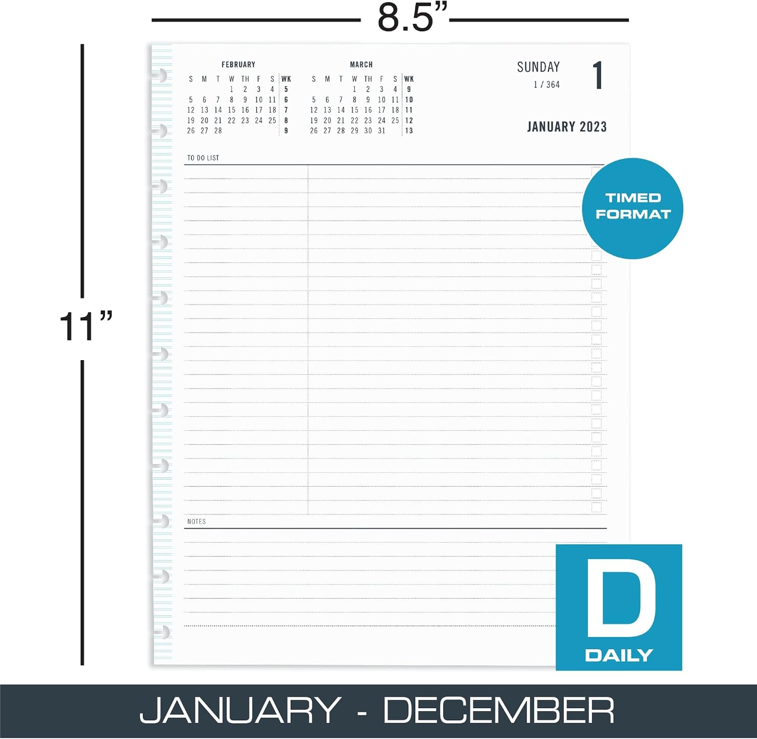 TUL® Discbound Daily Refill Pages, Letter Size, Fashion, January To December 2023
