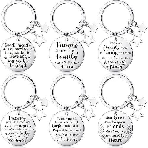 Cunno 6 llaveros de amistad, llavero inspirador para mejor amigo, llavero de agradecimiento de joyería de amistad