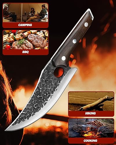 Miniatura 6 de Cuchillo de carnicero para cortar carne, picar, cortar en cubitos, picar - Cuchillo de carnicero de 12.2 pulgadas fabricado con acero HC forjado a