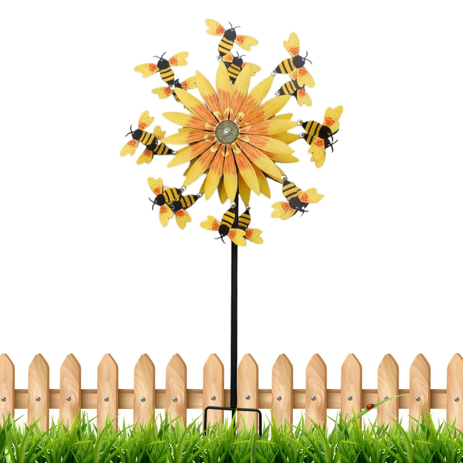 Molinillos de viento de jardín | Motion Art Girasol de al aire libre – Molinillo de viento para porche – para patio delantero, patio, porche, patio trasero, césped, vacaciones, inauguración de