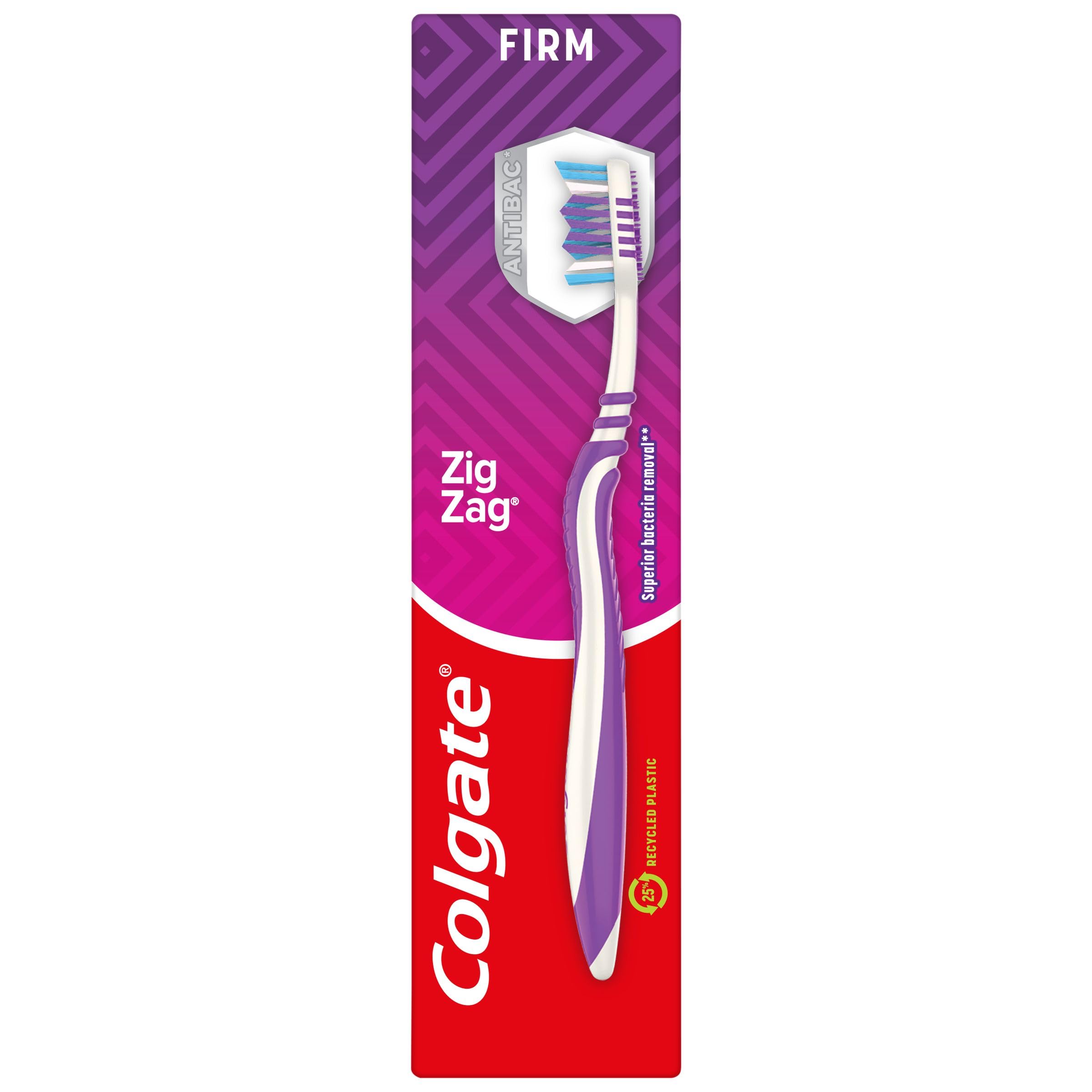 Colgate ZigZag Firm Bristles Manual Toothbrush Pack of 1, Multi Angle Cross Bristles with Flexible Neck for Gum Comfort and Tongue Cleaner
