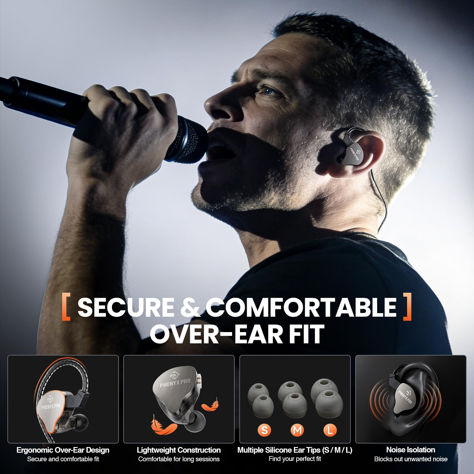 Phenyx Pro Auricolari in-ear con doppio driver ibrido PME-20 | Stereo IEM con isolamento acustico, cavo staccabile a 2 pin, design anti-groviglio, cantanti, musicisti, videogiochi