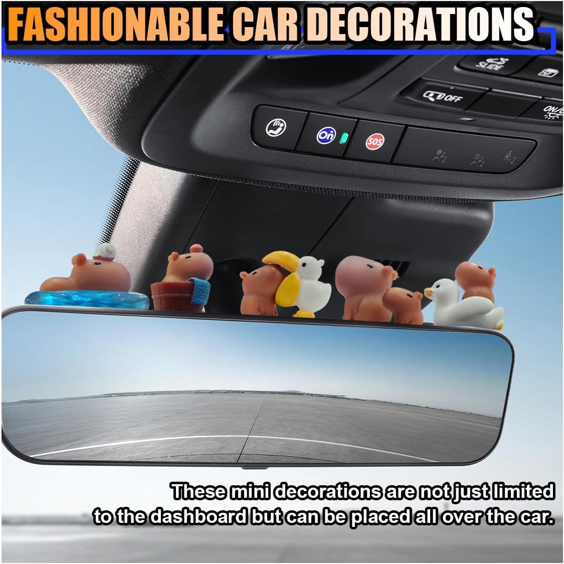 smilfuy 6PCS Car Dashboard Mini Capybara Ornament, Mini Resin Animals Set, Cute Car Interior Decoration Accessories, Capybara Figurine Decor for Car Center Console, Room, Desktop (Capybara)