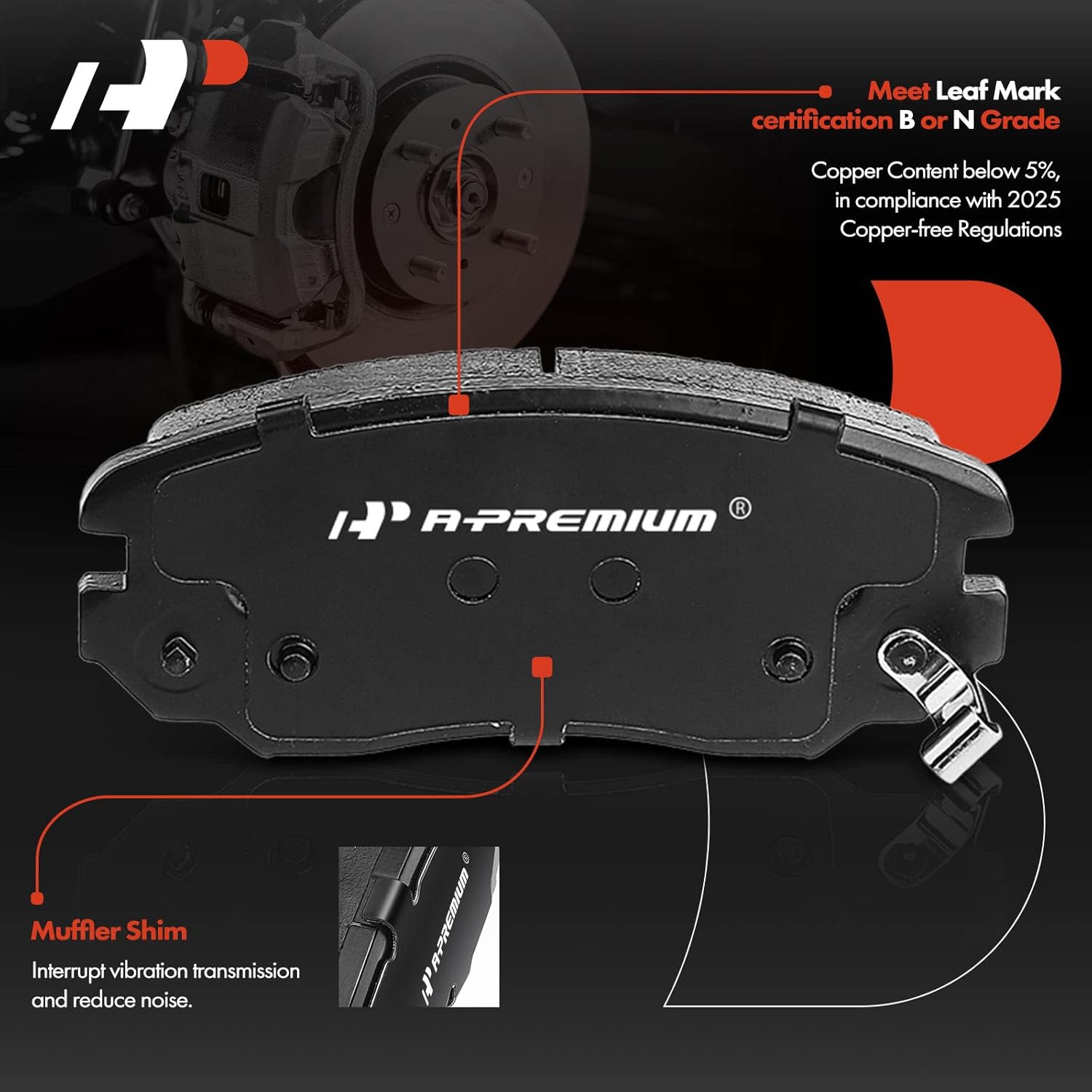 A-Premium 11.65 inch(296 mm) Front Vented Disc Brake Rotors + Ceramic Pads Kit Compatible with Select Buick and Chevy Models - LaCrosse 2012-2016, Regal 2011-2017, Malibu, Malibu Limited, 6-PC Set